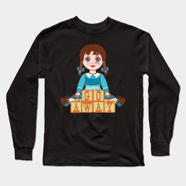 Spooky Haunted Doll Graphic Long Sleeve T-Shirt by AngelFlame